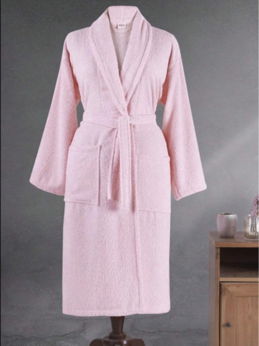 Made In Turkey - Luxury Bathrobe – L/XL, 64x116 Cm & 67x119 Cm- Anthracite,Pink 100% Turkish Cotton, Ultra Soft & Absorbent Robe For Men And Women - Pink - View 1