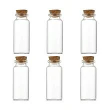 6pcs-30ml Coconut Shell Lid Small Glass Bottles With Cork, Mini Bottles With Neck Cork Stoppers, Small Vials With Lids, Tiny Glass Bottles, Mini Potion Bottles, Message In A Bottle For Theme Party, Sand, Halloween DIY Bottle Decoration - Clear - View 1