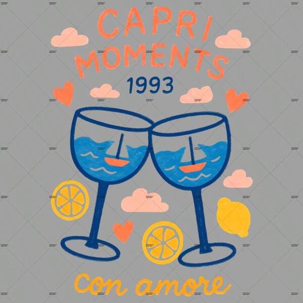 1pc/2pcs/3pcs Hand Drawn Summer Capri Moments Patches Pattern Iron On Transfer Stickers For T-Shirts Sweatshirts Jeans Bag Clothing Accessories Masks Jeans And Backpacks Hats Pillows - Washable And Long-Lasting