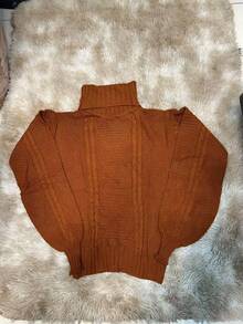 Women's Knitted Turtleneck Sweater – Comfort And Style For Winter - Rust Brown - View 2