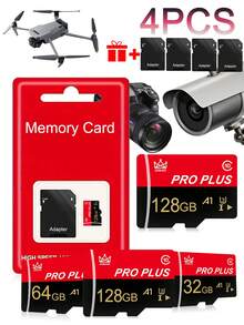 Bliksem 4PSC High-Speed Micro SD (TF) Card + Universal Adapter – Perfect For Multi-Device Use | Actual Capacity Range: 128GB (For Large Video Libraries) To 1GB (For Basic File Backup), Including 64GB/32GB/16GB/8GB/4GB/2GB | Ultra-Fast Data Transfer (Up To 100MB/S Read Speed) – Saves Time On Transferring 4K Footage From Cameras Or Dash Cam Footage | Works Seamlessly With Phones (For App Installation), Tablets (For Offline Videos), Car Audio (For Music Libraries), Game Consoles (For Save Data) - 128GB (4PCS With Adapter) - View 2