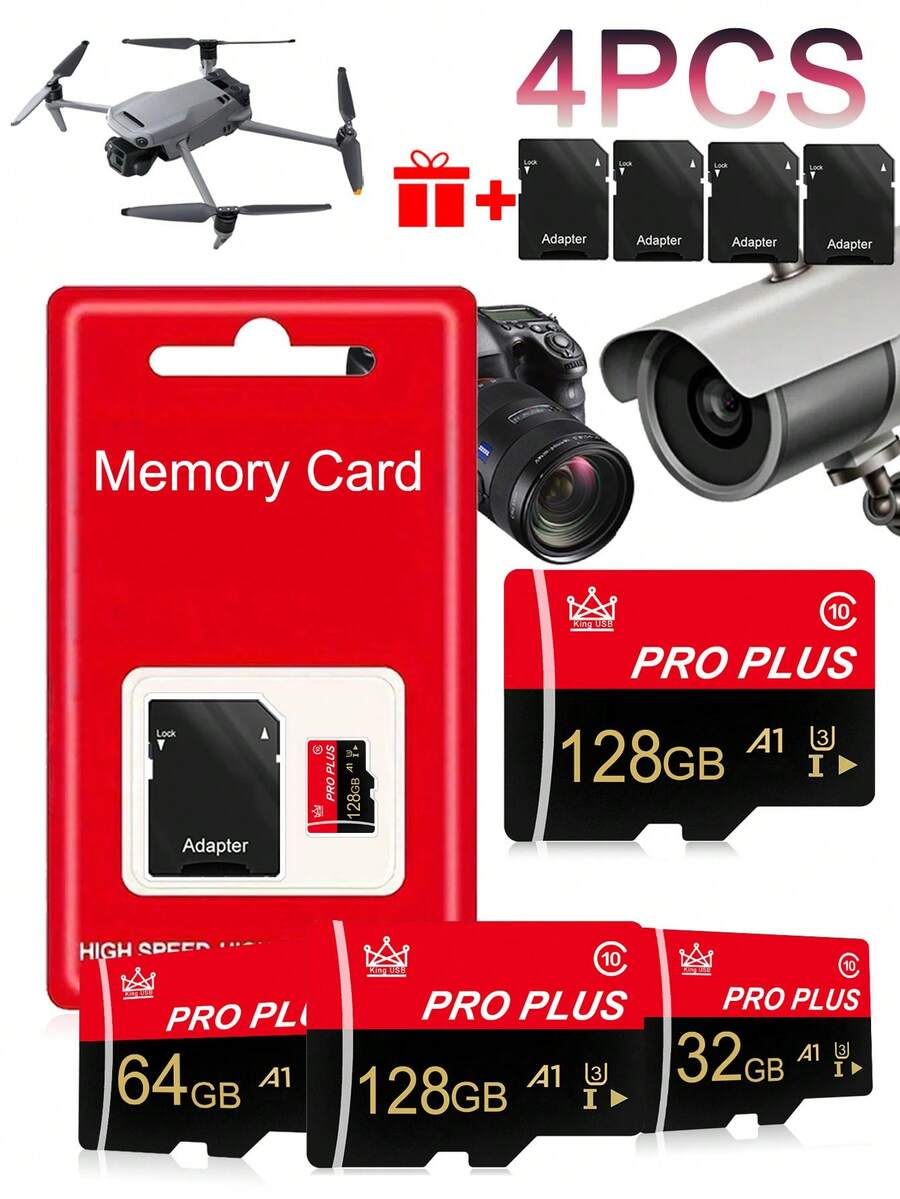 Bliksem 4PSC High-Speed Micro SD (TF) Card + Universal Adapter – Perfect For Multi-Device Use | Actual Capacity Range: 128GB (For Large Video Libraries) To 1GB (For Basic File Backup), Including 64GB/32GB/16GB/8GB/4GB/2GB | Ultra-Fast Data Transfer (Up To 100MB/S Read Speed) – Saves Time On Transferring 4K Footage From Cameras Or Dash Cam Footage | Works Seamlessly With Phones (For App Installation), Tablets (For Offline Videos), Car Audio (For Music Libraries), Game Consoles (For Save Data)