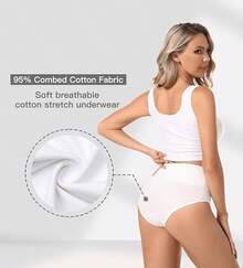Women's Cotton High Waist Tummy Control Panties Jacquard Ladies Panty Multipack - Comfort - 簡報 04 - 5 件裝 - 白色 - 查看 2