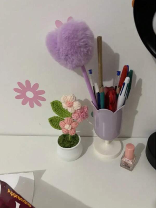 Tulip Flower Pen Holder - Frosted Color Floral Office Desk Organizer For Makeup Brushes, Office Supplies And Stationery - Durable Plastic Decorative Storage Space With Vibrant Colors, Stationery Storage | Pastel Decoration | Glossy Surface. Suitable For 4 Seasons