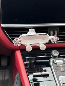 Flower Decor Car Phone Holder - White - View 1