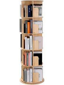 Rotating Bookshelf, 360 Display Corner Bookshelf For Small Space, 5 Tier Floor Standing Bookcase Storage Rack, Wood Narrow Organizer For Bedroom, Living Room, Study Room, Kids&Adults Solid - 5層 - 查看 1