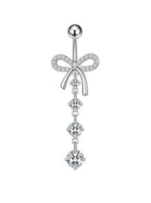 1 Stück Bauchnabel Ring aus Edelstahl mit Zirkonia Schmetterling, geeignet für den täglichen Gebrauch, europäischer und amerikanischer Stil Körperschmuck für Frauen