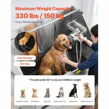 Electric Lift Dog Washing Station, 50 Inch Professional Stainless Steel Pet Grooming Tub W/ PE Water Filter Board, Faucet & Showerhead Dog Bathtub Washing Sink For Multiple Pets (Right Door) - US A Type Plug(110-127V) - View 4