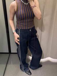 女士冬季新款绗缝天鹅绒效果运动休闲芭蕾平底鞋 - 黑色 - 查看 7