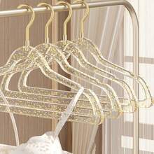 5pcs Acrylic Transparent Invisible Non-Slip Clothes Hangers, High-Quality Wardrobe Organizer Hangers - Gold - View 6