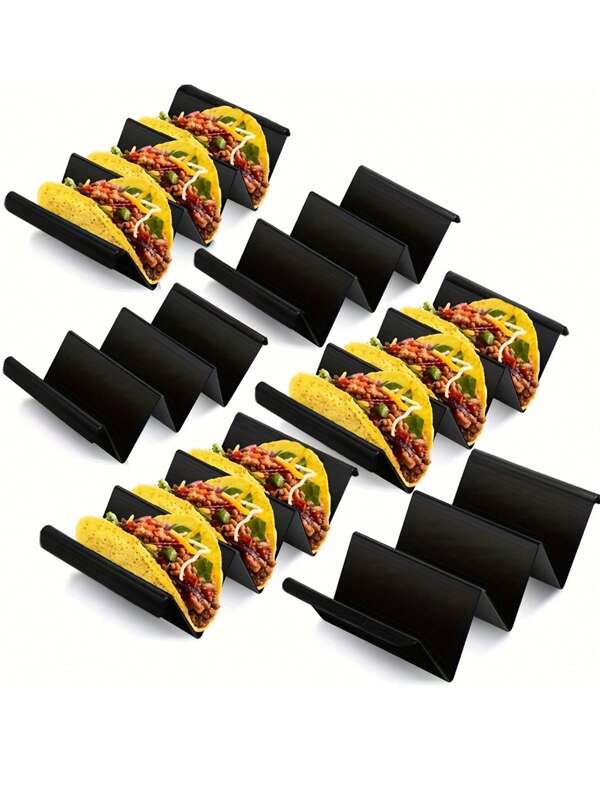 3/1 pièce Porte-tacos noirs - Matériau PP durable, grandes assiettes pour coquilles molles ou dures, parfait pour les restaurants et l'utilisation domestique, idéal pour le Thanksgiving, Halloween, Noël, Pâques, la Saint-Patrick, assiettes de service de tacos Porte-taco moderne Plastique durable