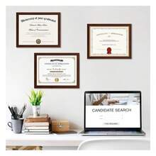 Juego de 3 marcos de fotos para certificados con plexiglás, 8,5 x 11, para documentos, diplomas, fotos, para pared y escritorio TZLC - Color caoba - Ver 5