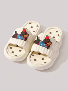 صنادل نسائية بطبعة كلب التفاح الكرتونية مانعة الانزلاق ، نعال داخلية وخارجية لطيفة مُريحة وجميلة ، قاع ناعم أنيق مناسب للاستخدام داخل المنزل والخارج، والشاطئ والإقامة الجامعية، شرائح ذات رائحة خفيفة للغرفة