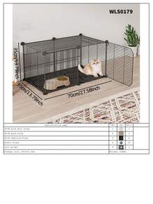 Multi-Layer Cat Cage With Litter Box, Indoor Cat Furniture, Pet Cat Home, Small Size - Multicolor - View 19