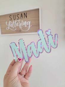 Custom Name Printed Gradient Color Stickers, Personalized Gradient Font Stickers, Paper For Windows, Glasses, Mugs, Water Bottles, Wine Glasses, Custom Text Decals For Weddings, Etc., College Daily Name Stickers, Personalized Rectangular Stickers