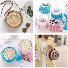6pcs Set Apricot Crochet Basket With Wooden Bottom And Lid - DIY Weaving Kit For Creative Craft, Dream Theme - Wood Color - View 13