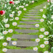 10pcs Spring Outdoor Ground Flower Decoration, Outdoor Garden Decor, Landscape Villa Fake Sunflower Grass Lawn Stakes, Yard Decor, Garden Ornaments