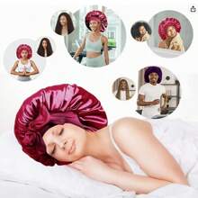 1 Piece Of Satin Hat, Silk Wrapped Hair With Sleeping Cap Tie, Women's Long Straight Curly Hair Care Cap, Beauty Headscarf Cap, Suitable For Bathroom, Sleep, Beauty, Fitness, Women's Hair Care Essential Supplies