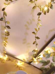 78-Inch Gold Leaf Fairy String Lights, Wedding Table Decor Lights, Indoor Holiday Wreath Fairy Lights (Batteries Not Included), Suitable For Wedding Table Center Decor, Wedding Backdrop Decor, Christmas Tree Decor
