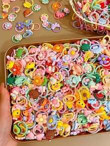 20/30/50pcs Cute Cartoon Girl Hair Accessories, Ponytail And Daily Wear, Mother's Gift, PE Bag Packaging - Mixed Color - View 2