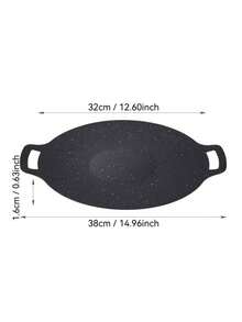 1 件不锈钢双柄韩式烧烤盘，家用电烤箱托盘，多功能户外露营烧烤盘，便捷电炉灶烤盘