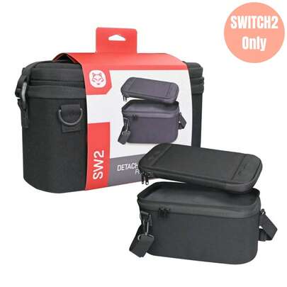 Switch2 二合一可拆卸硬壳，适用于 Switch2 主机及配件 - 防震旅行包，带可调节肩带（黑色）