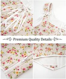 Womens Vintage 1920s Renaissance Lace Trim Corset Bustier, Retro Fashion - Cream Floral - View 4