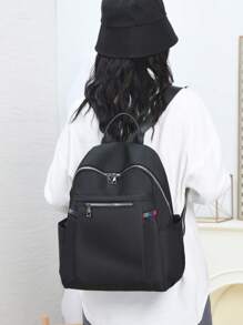 1 Pieza Mochila con múltiples bolsillos, casual y combinable, para estudiantes de escuela secundaria y universidad, mochila escolar, mochila de ocio y viaje para uso diario, con diseño de correa para equipaje, mochila versátil y de doble uso para el transporte