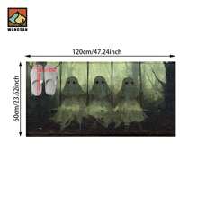 1 pièce Tapis antidérapant de salle de bain avec motif de citrouille fantôme d'Halloween, en matériau de cachemire artificiel, avec décoration moelleuse, convient pour les portes, les salles de bain, les cuisines et autres occasions, lavable en machine, antidérapant, décoration quotidienne, peut être offert en cadeau