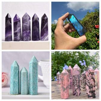 1pc Natural Dreamy Amethyst Quartz Crystal Obelisk,Crystal Wand Point,Mineral Specimen,Energy Balancing, Decoration,Reiki Healing