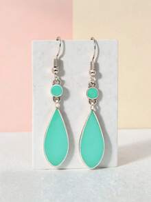 1 对简约法式水滴吊坠耳环，适合女士佩戴，适合派对、度假、通勤、休闲穿着，可作为礼物