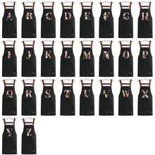 1 件套家用厨房围裙 - 可调节肩带设计，大前口袋成人男女烹饪耐用围裙，四季创意字母 A-Z 印花围裙轻薄围裙餐厅店服务员工作制服 - 黑色 - 查看 10