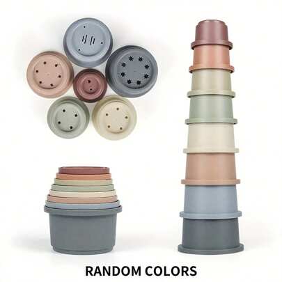 8pcs Stacking Cups Bath Toys Set, Stackable Nested Cups For 1-3 Years Old Toddler, Bathtub & Pool Toys For 6-12 Months Baby, Early Educational Montessori Style Gift, Suitable For 2-4 Years Old, Unisex (Random Color)