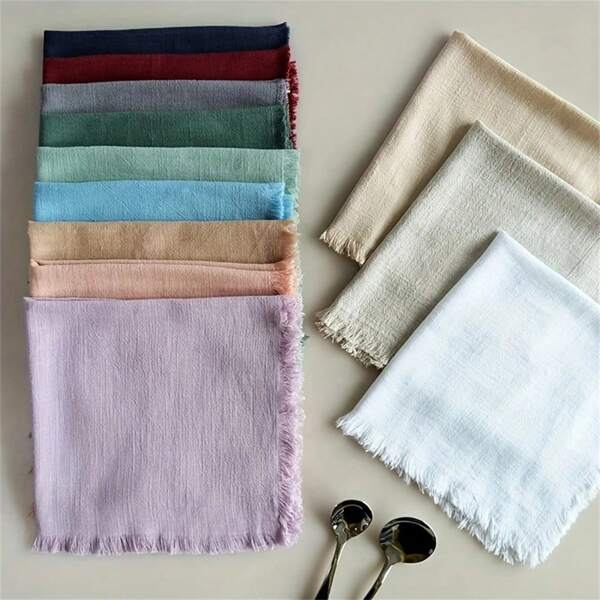 Napkin Cloth, Solid Color Tea Towel, Square Fabric Western Tablecloth, Wedding Banquet Napkin Back To School