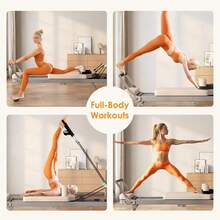 DlandHome Máquina reformadora de Pilates, reformador de Pilates de interior con resortes de aleación de alta resistencia, reformador de Pilates plegable para gimnasio en casa - Actualización Beige Plus - Ver 7