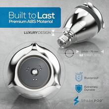 SparkPod - Cabezal de ducha de presión de potencia – Elevador de presión de agua de alta presión para hogares de baja presión – 3 cabezales de ducha para lluvia y masaje (Negro Mate) - Cabezal de ducha a presión de potencia chapado en cromo (pulido de lujo) - Ver 8