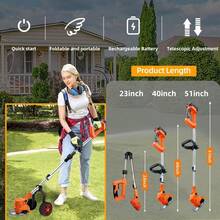 Cortacésped inalámbrico con ruedas, batería recargable de 21V, cortacésped de 4 cuchillas, recortador de césped, recortador de arbustos, recortador de jardín - Amarillo - Ver 3
