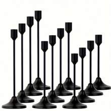 12/6pcs European Romantic Candle Holder Set, Polished Metal Tabletop Candle Holders Suitable For Pillar And Cone Candles, Elegant Centerpiece Decor For Christmas, Halloween, Easter, Thanksgiving, Home, Wedding, Party, Anniversary