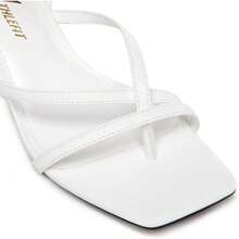 Athlefit Tacones De Mujer Strappy Kitten Heels Square Toe Ankle Strap Sandals Dressy Party Shoes - 白色 - 查看 3