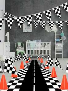 1件赛车主题桌旗，180*35厘米PE材质桌布，适用于厨房和餐厅装饰、婚礼用品、新娘送礼会、赛车主题生日派对装饰、赛车派对用品、婴儿派对餐桌装饰、节日派对餐桌装饰、桌面装饰、赛车游戏配件 - 賽車跑道 - 查看 2