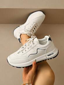 女士圆头系带休闲舒适百搭户外跑步运动鞋