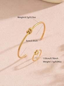 1 Set Classic Minimalist Stainless Steel Knotted Design Jewelry Set, Suitable For Women's Daily Wear