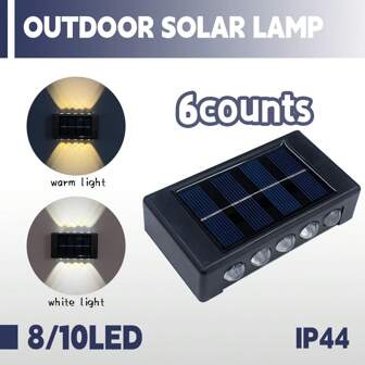 6pcs Pack, IP44 Portable, High Brightness, Easy Install 8/10 LED Lights, 2 Light Types Available, Suitable For Home Yard Party, Yard Outdoor Lighting, Steps Lighting, Shed Lighting