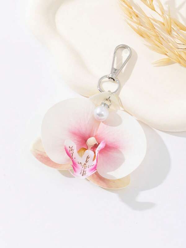 1pc Artificial Phalaenopsis Orchid Flower Handbag Charm