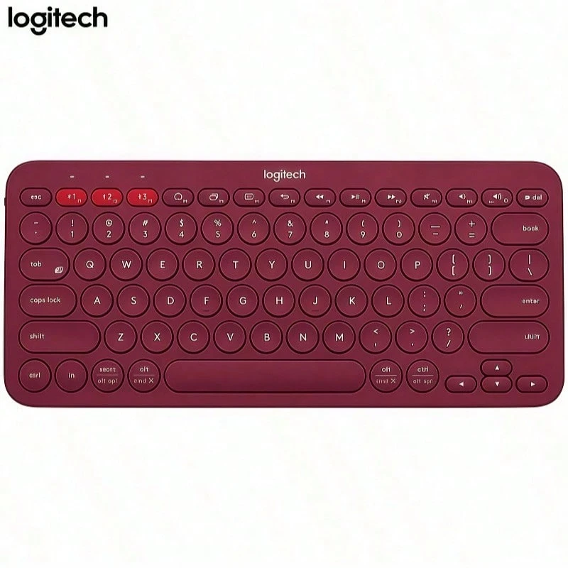 Logitech K380 Bluetooth Keyboard, Stylish, Light And Portable, Chocolate Silent Keys, Free Switching Of Multiple Devices, Supports Win/Mac/IOS/Android - Red - View 1