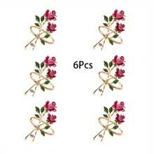 Valentine's Day Faux Drip Oil Rose Napkin Rings, Metal Napkin Holders For Hotel Table Setting