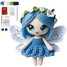 Kit de Principiante de Ganchillo DIY que incluye instrucciones, materiales para el set de artesanía de tejer Hada Mariposa, decoración hecha a mano, acento sanador para el hogar, regalo de creatividad, que incluye gancho y hilo para colgar/adornos, accesorios de color aleatorio, adecuado para cumpleaños, Navidad, Día de San Valentín, Día de la Madre