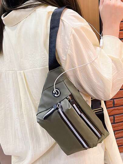 1 st. unisex midjeväska/axelremsväska, svart och grön, fritidsväska, vattentät, flera fickor, stor kapacitet, lämplig för utomhusaktiviteter