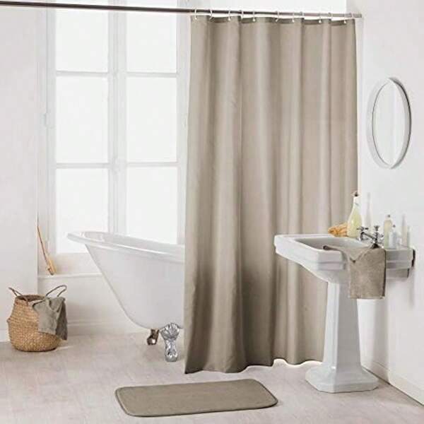 Rideau de douche taupe, en fibre de polyester, avec crochets, peut être utilisé dans les hôtels, les salles de bain et comme cadeau pour les amis et la famille à la rentrée des classes