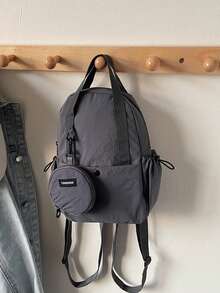 1pc Solid Color Nylon Fabric Unisex Backpack, Multifunctional Handbag Shoulder Bag, Suitable For College Students, Zipper Closure, Daily Use (With Coin Pocket), School Backpack - Multicolor - View 6